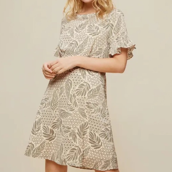 Dorothy Perkins Khaki Green Ruffle Mini Dress UK 14 US 10 petite - Picture 1 of 12